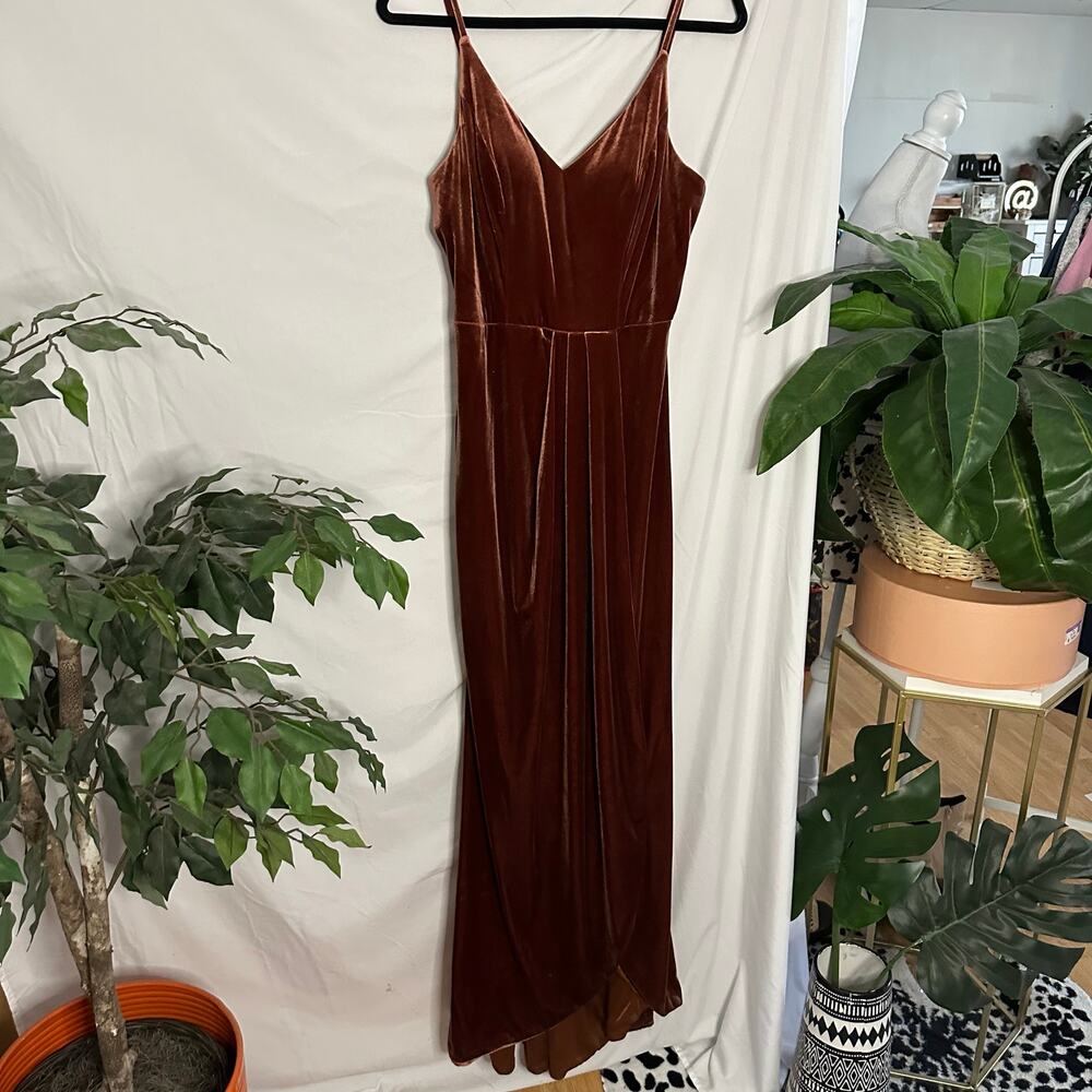 Revelry Rava Velvet Maxi Bridesmaid Dress in Rust Size 8 - Picture 6 of 7